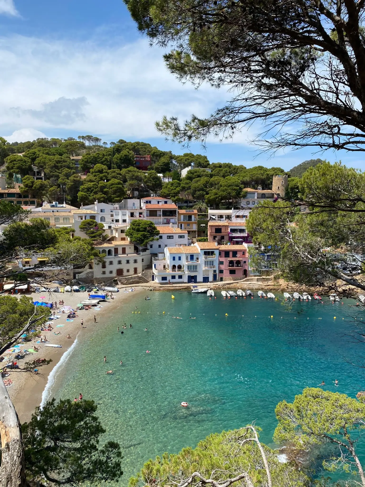 Seaside village and hidden cove of Sa Tuna in Begur, Costa Brava, seen from above.
